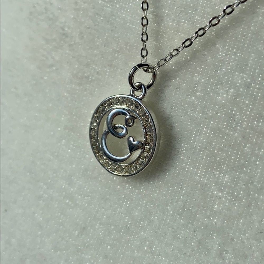 “E” Cursive Initial Rhinestone Silver Necklace - image 5